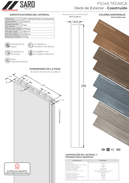 Deck de Exterior Coextruido (6 Piezas)