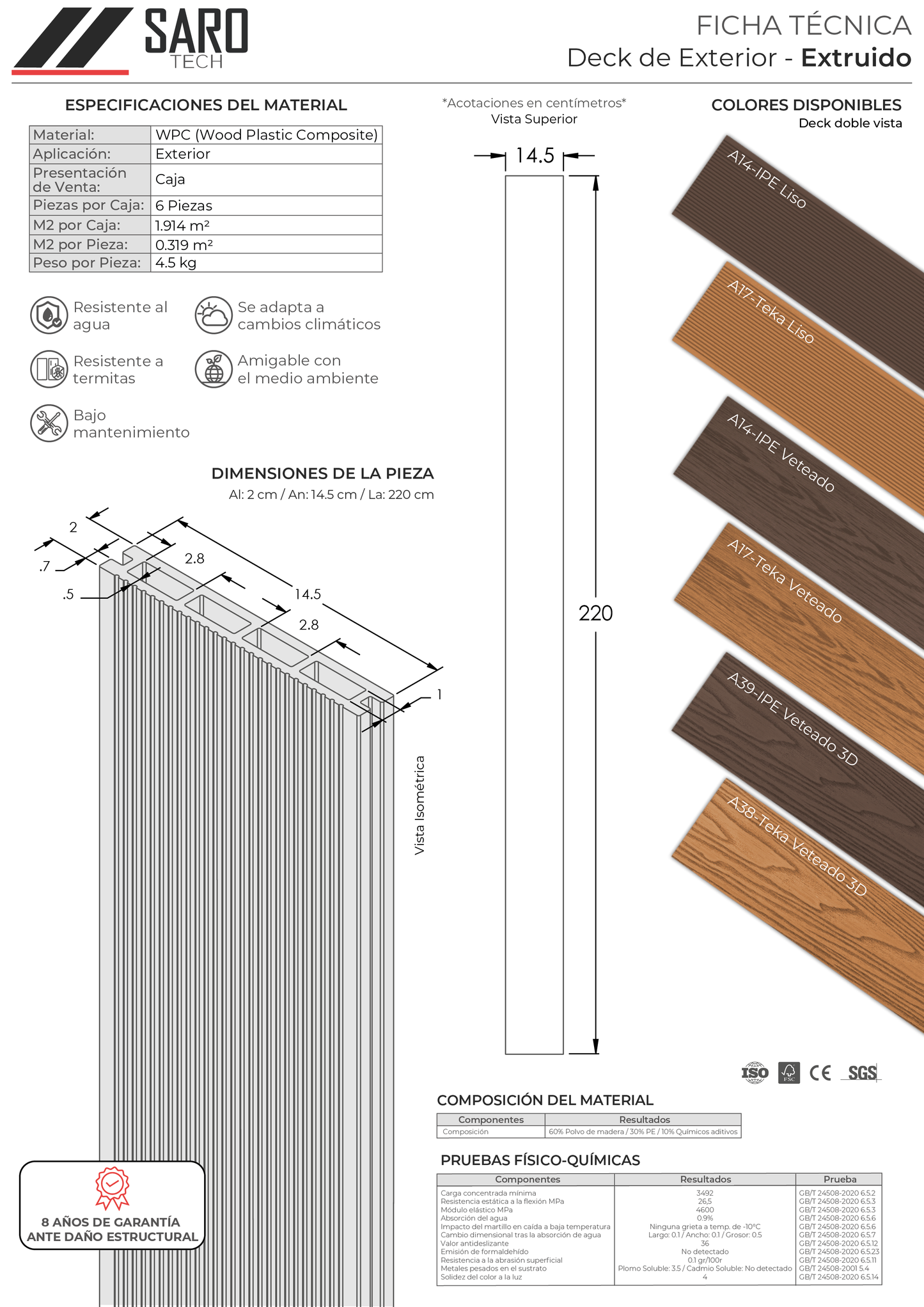 Deck de Exterior Extruido (6 Piezas)