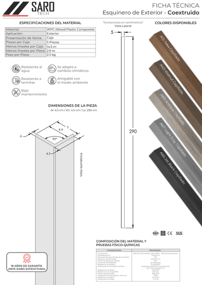 Esquinero de Exterior Coextruido (5 Piezas)