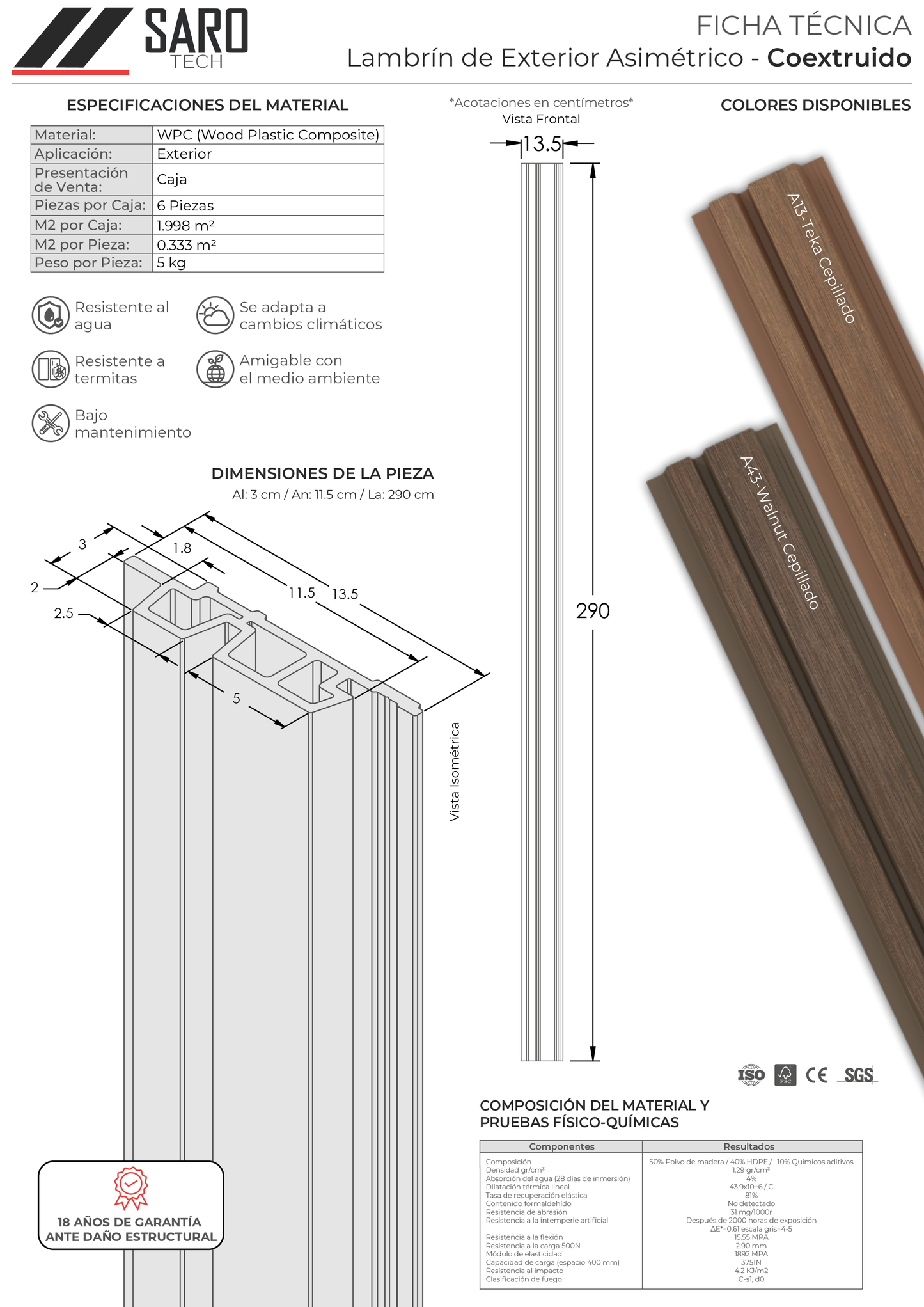 Lambrín de Exterior Coextruido Asimétrico (6 Piezas)