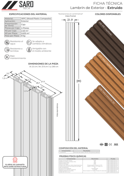 Lambrín de Exterior Extruido (4 Piezas)