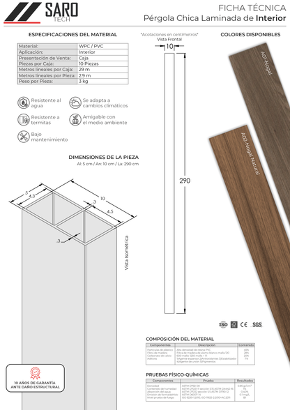 Pérgola o Viga de Interior Laminada Chica (10 Piezas)